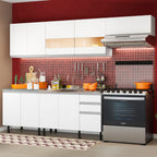 Armário de Cozinha Completa 280cm Branco Marcela Madesa 03SR
