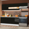 Armário de Cozinha Completa 280cm Branco/Preto Marcela Madesa 03