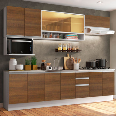 Armário de Cozinha Completa 280cm Branco/Rustic Genova Madesa 04