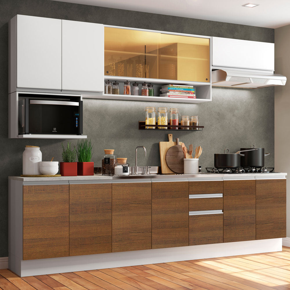 Armário de Cozinha Completa 280cm Branco/Rustic/Branco Genova Madesa 04