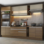 Armário de Cozinha Completa 290cm Rustic/Crema Vicenza Madesa 01