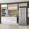 Armário de Cozinha Completa 290cm Branco/Branco/Crema Safira Madesa 03