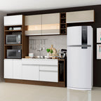 Armário de Cozinha Completa 290cm Branco/Crema Safira Madesa 03
