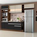 Armário de Cozinha Completa 290cm Rustic/Preto/Crema Safira Madesa 03