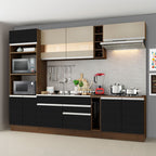 Armário de Cozinha Completa 290cm Rustic/Preto/Crema Vicenza Madesa 06