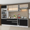 Armário de Cozinha Completa 290cm Branco/Preto/Crema Vicenza Madesa 06
