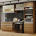 Armário de Cozinha Completa 290cm Rustic/Rustic/Crema Cristal Madesa 09