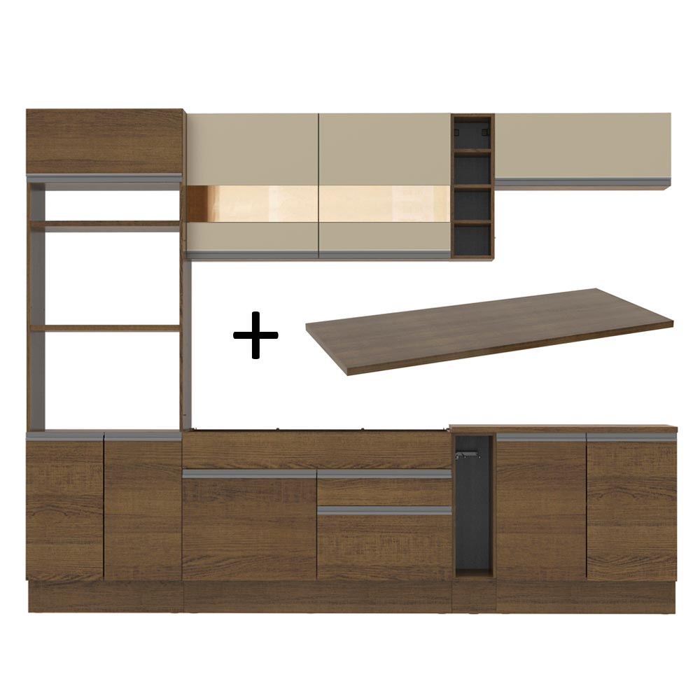 Armário de Cozinha Completa 290cm Rustic/Crema Vicenza Madesa 11