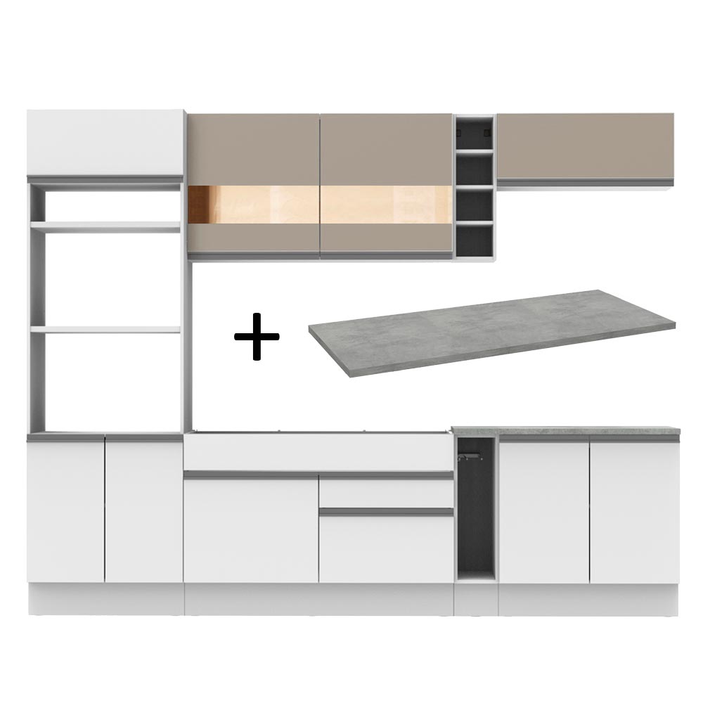 Armário de Cozinha Completa 290cm Branco/Crema Vicenza Madesa 11