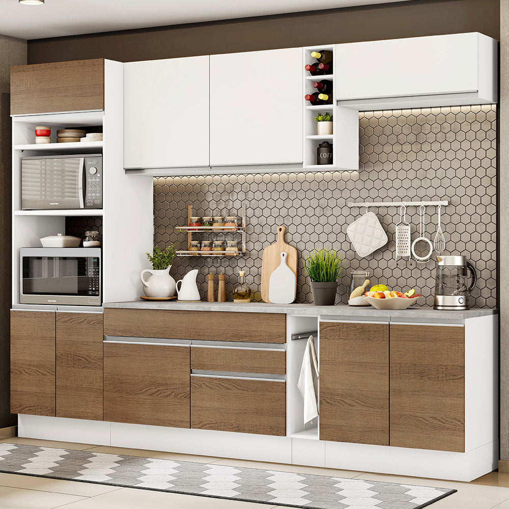 Armário de Cozinha Completa 290cm Branco/Rustic/Branco Vicenza Madesa 12
