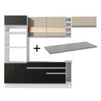 Armário de Cozinha Completa 290cm Branco/Preto/Crema Safira Madesa 13