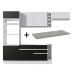 Armário de Cozinha Completa 290cm Branco/Preto/Branco Safira Madesa 14