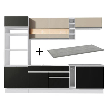 Armário de Cozinha Completa 290cm Branco/Preto/Crema Vicenza Madesa 15