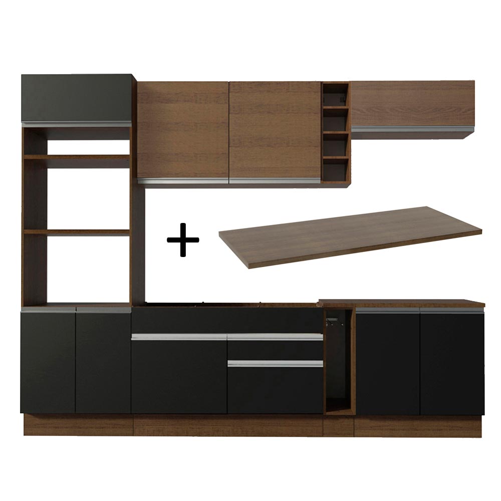 Armário de Cozinha Completa 290cm Rustic/Preto Vicenza Madesa 16