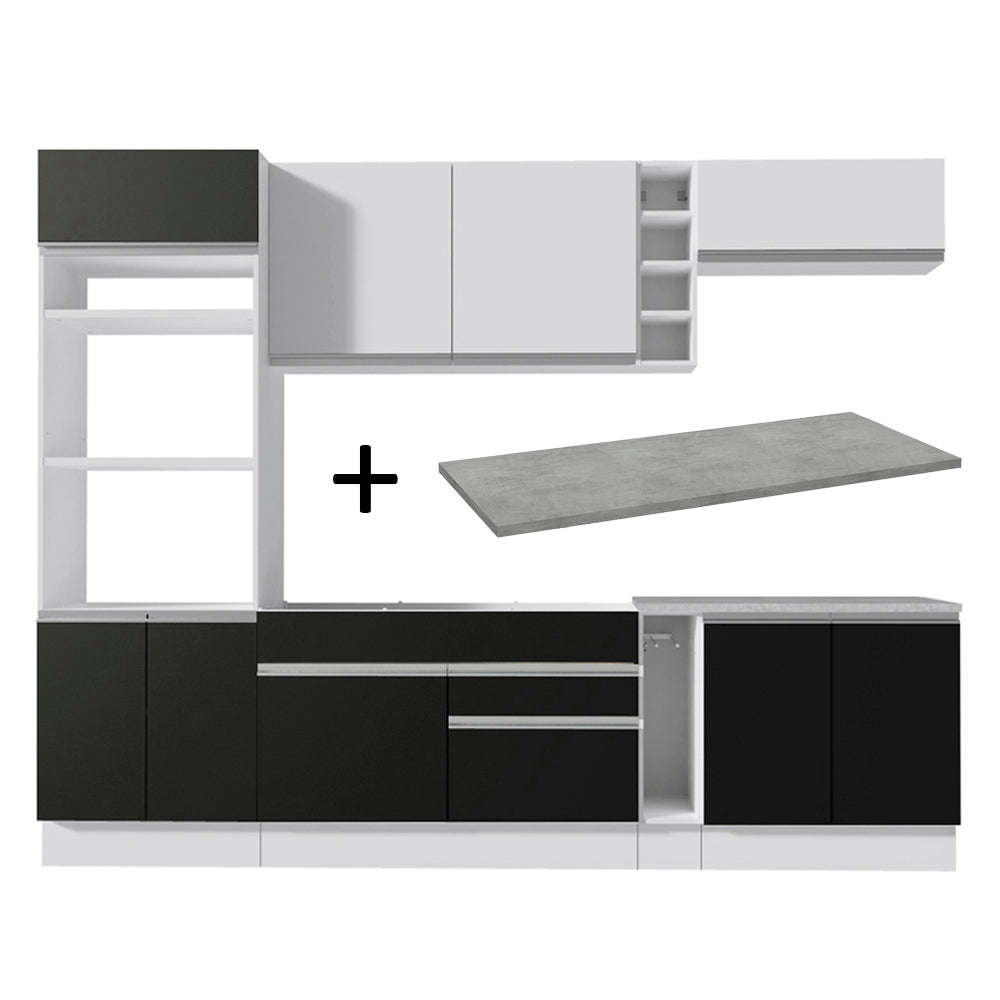 Armário de Cozinha Completa 290cm Branco/Preto Vicenza Madesa 16