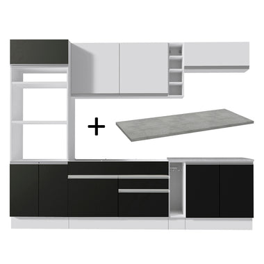 Armário de Cozinha Completa 290cm Branco/Preto Vicenza Madesa 16