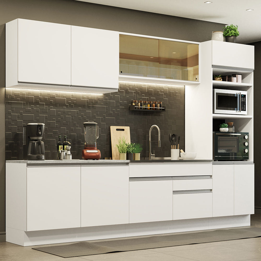 Armário de Cozinha Completa 310cm Branco Glamy Madesa 01