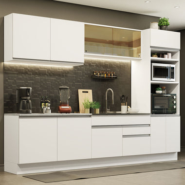 Armário de Cozinha Completa 310cm Branco Glamy Madesa 01