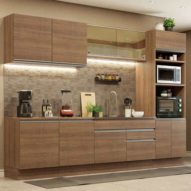 Armário de Cozinha Completa 310cm Rustic Glamy Madesa 01
