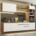 Armário de Cozinha Completa 310cm Rustic Branco Glamy Madesa 01