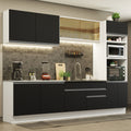 Armário de Cozinha Completa 310cm Branco Preto Glamy Madesa 01