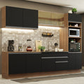 Armário de Cozinha Completa 310cm Rustic Preto Glamy Madesa 01