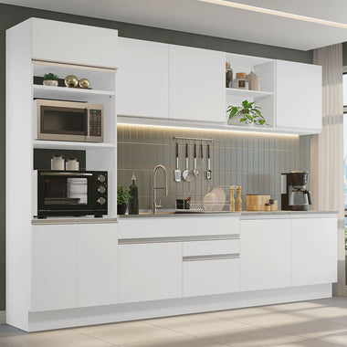 Armário de Cozinha Completa 310cm Branco Glamy Madesa 02