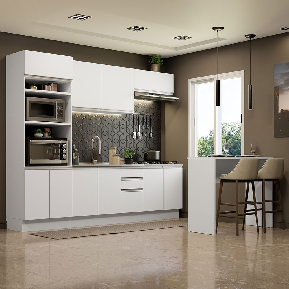 Armário de Cozinha Completa 315cm Branco Glamy Madesa 02