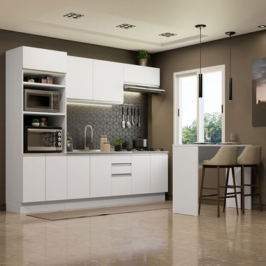 Armário de Cozinha Completa 315cm Branco Glamy Madesa 02