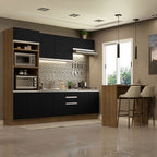 Armário de Cozinha Completa 315cm Rustic/Preto Glamy Madesa 02