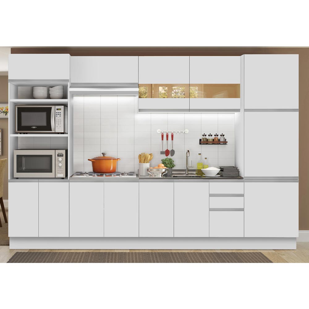 Armário de Cozinha Completa 330cm Branco Roma Madesa 01