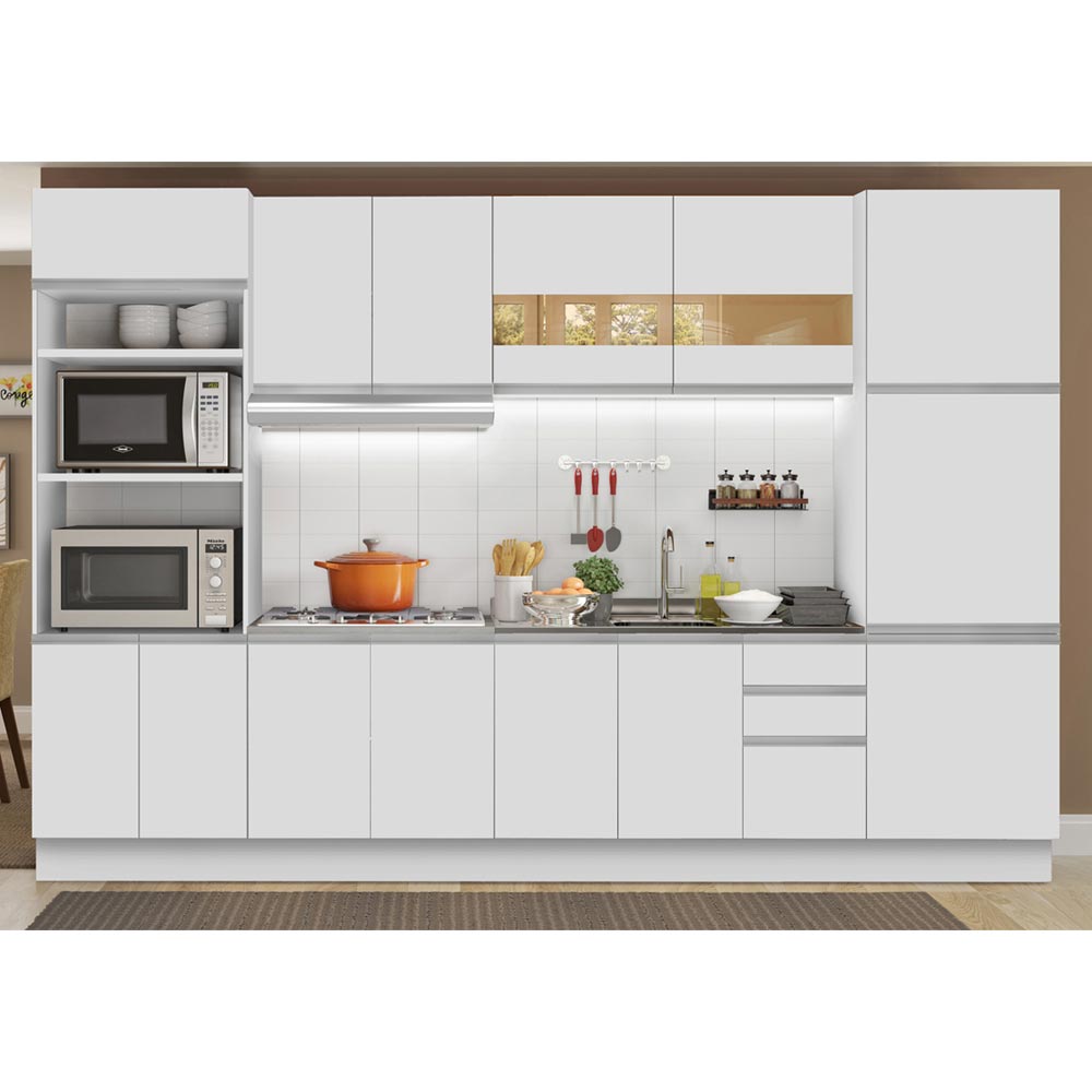 Armário de Cozinha Completa 330cm Branco Olimpia Madesa 02