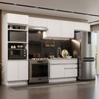 Armário de Cozinha Completa 350cm Branco Glamy Madesa 01