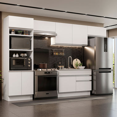 Armário de Cozinha Completa 350cm Branco Glamy Madesa 01