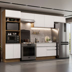 Armário de Cozinha Completa 350cm Rustic/Branco Glamy Madesa 01