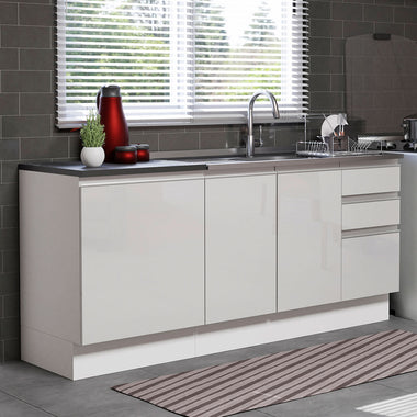 Kit com 2 Balcões de Cozinha Madesa Acordes 100% MDF (Sem Tampo e Pia) Frentes Branco Brilho