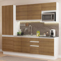 Armário de Cozinha Completa 100% MDF 240cm Branco/Rustic Acordes Madesa 01