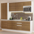 Armário de Cozinha Completa 100% MDF 240cm Branco/Rustic Acordes Madesa 01