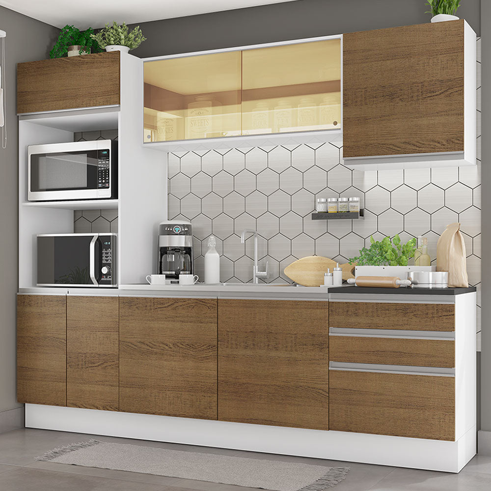 Armário de Cozinha Completa 100% MDF 250cm Branco/Rustic Acordes Madesa 01