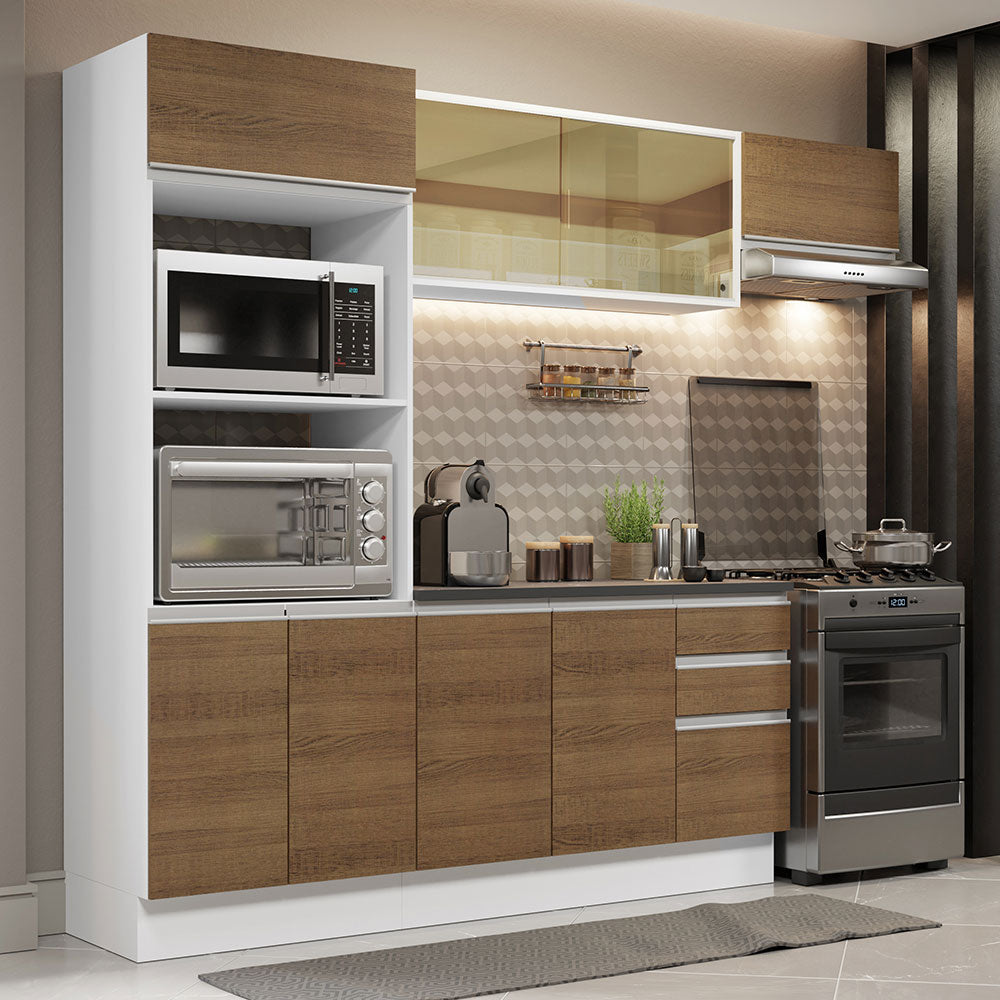 Armário de Cozinha Completa 100% MDF 250cm Branco/Rustic Acordes Madesa 04