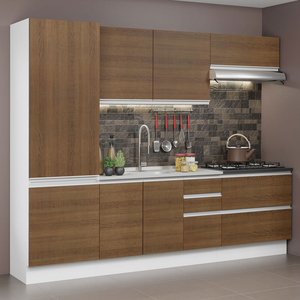 Armário de Cozinha Completa 100% MDF 260cm Branco/Rustic Acordes Madesa 01