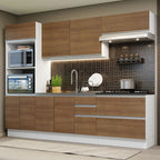 Armário de Cozinha Completa 100% MDF 270cm Branco/Rustic Acordes Madesa 06