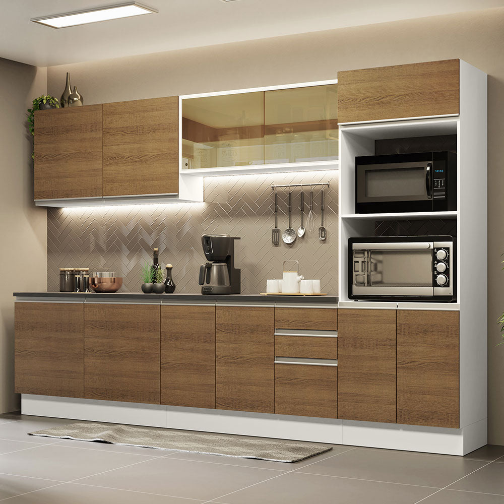 Armário de Cozinha Completa 100% MDF 310cm Branco/Rustic Acordes Madesa 01