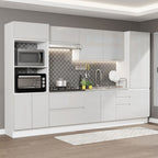 Armário de Cozinha Completa 100% MDF 330cm Frentes Branco Brilho Acordes Madesa 05
