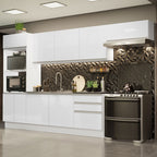 Armário de Cozinha Completa 100% MDF 330cm Frentes Branco Brilho Acordes Madesa 06