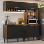 Armário de Cozinha Completa 165 cm Rustic/Preto Lille Madesa 01