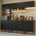 Armário de Cozinha Completa 225 cm Rustic/Preto Lille Madesa 01