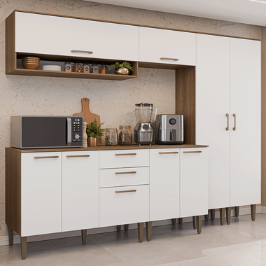 Armário de Cozinha Completa 245 cm Rustic/Branco Lille Madesa 01