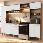 Armário de Cozinha Completa 265 cm Rustic/Branco Lille Madesa 02