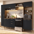 Armário de Cozinha Completa 265 cm Rustic/Preto Lille Madesa 02